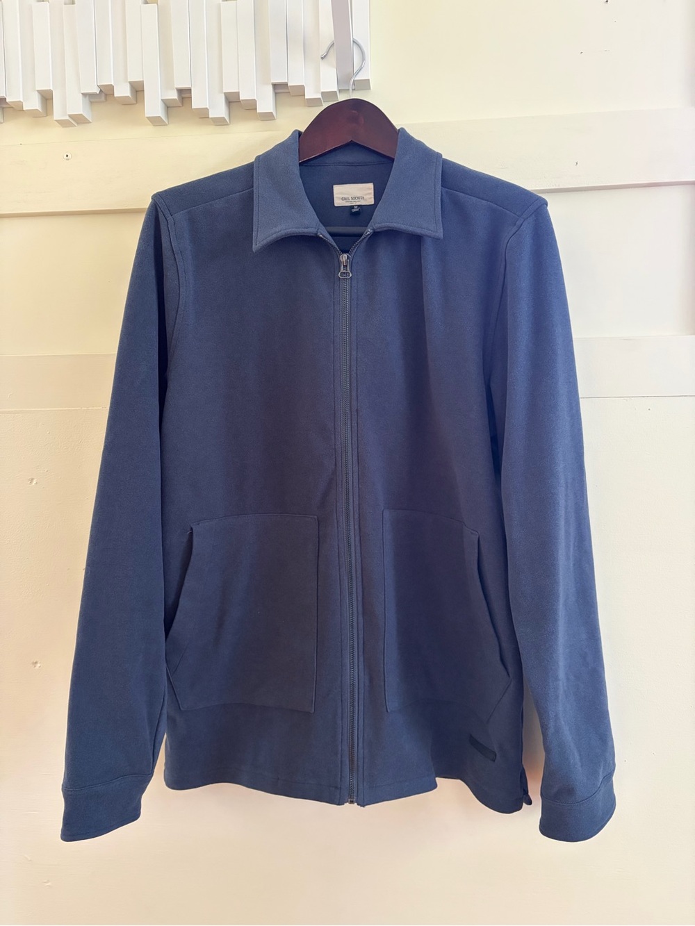 Civil Society Men's Zip-Up Sweater Jacket in Navy Blue